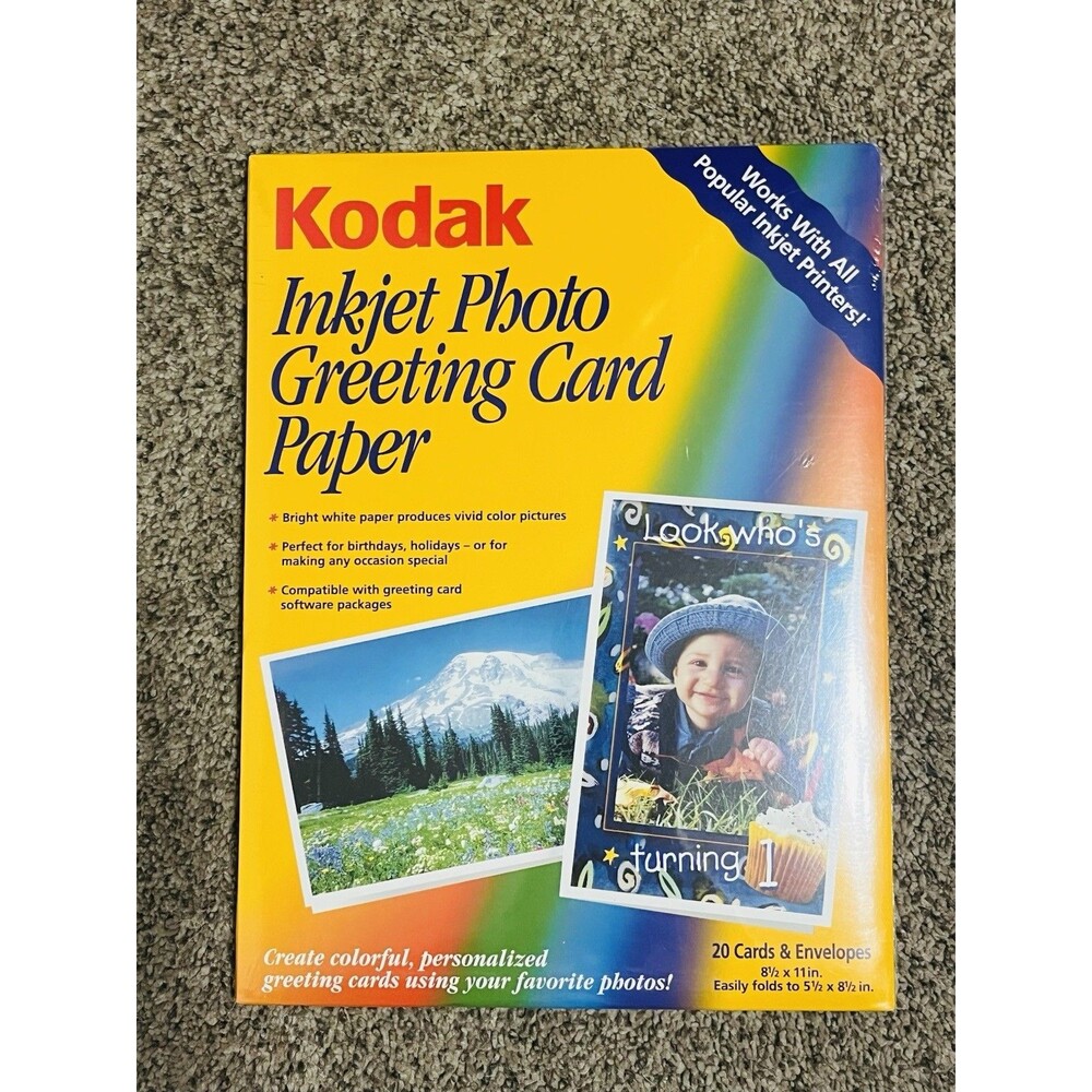 Kodak Inkjet Photo Greeting Card Paper 20 Cards Envelopes  CAT 106 2330 NEW NIP